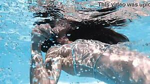 Lana swims nude in the pool, showing juicy tits and ass underwater 😍🌊