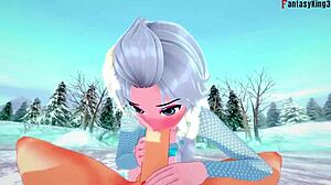 Elsa imee ja harrastaa seksiä jäätyneessä fantasissa