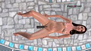 hey cutie, ever seen a 3d cartoon girl masturbating with a bottle by the pool?