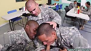 Drill sergeant relieves boy with intense gay sex