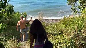 Four Lone Rangers Feed Beach Girl Their Hard Dicks!