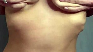 Hot Student Caresses Her Natural Big Tits