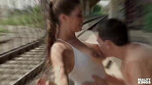 mandi may bends over with her big booty turned in damions direction making him crazy to fuck her - reality kings