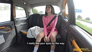 Petite London teen struggles with driver's huge cock!