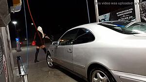 Outdoor Public Transsexual Car Wash Featuring Anal Assfucking And Blowjob Casting