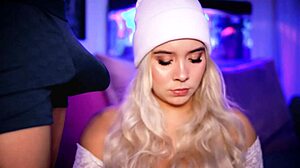 I suck my boyfriend's cock over his shorts.