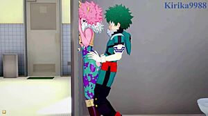 Mina ashido momo yaoyorozu izuku midoriya intense sex my hero academia hentai