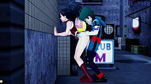 Mina ashido momo yaoyorozu izuku midoriya intense sex my hero academia hentai