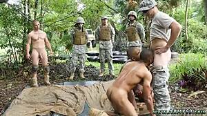 Hunk engages in gay sex chat with cute boys during jungle nail fest.