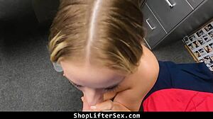 Thieving Teen 18+ Behaves Like a Slut in Office Cowgirl Riding and Rough Striptease.