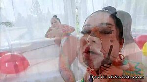 Big booties lesbians toy anally, suck monster cock