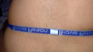 Riding thick dildo in close-up view with rough intensity