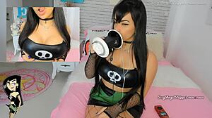 Intense ASMR Sam Manson cosplay with ear licking, blowjob, and foot worship.