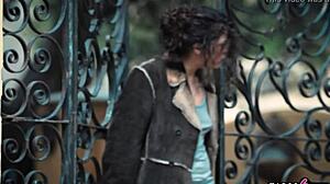 Street girl victoria voxxx finds a used condom in the trash of a husband