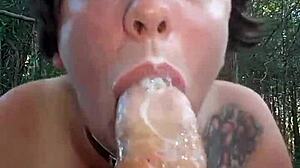 amateur gives rough sloppy blowjob gagging on huge cock?