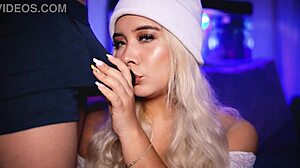 I suck my boyfriend's cock over his shorts.