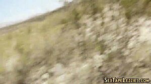 Real lesbos flash their bubble butts outside