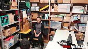 In the office, a gay teen felon gets caught and fucked by the cop