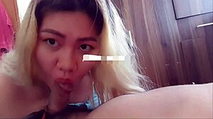 What happens when the Asian cowgirl bends over for creampie?