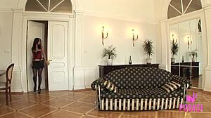 Valeria in corset enjoys group fingering and licking