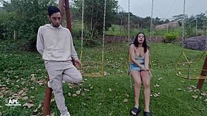 hermosa hermanastra gives pleasure bent over