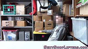 Caught the real blonde mall cop flashing her big tits