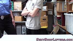 Caught the real blonde mall cop flashing her big tits