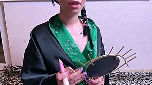 Eva Deva will teach you to be a girl with tattooed pussy and big tits