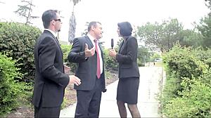 Shaved teen eagerly sucks big cock