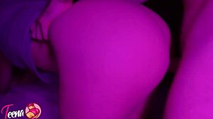 Bubble booty girl gets sensual doggystyle spanking orgasm close-up