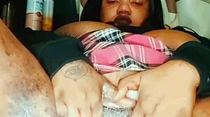 Watch the chubby queen creaming those big tits in gay action!