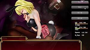 Hungry Bunny Girl On Sofa In Black Smith-12