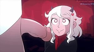 Modeus, el demonio lujurioso, chupa una polla monstruosa en Helltaker