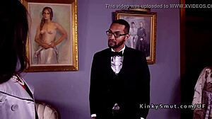 Redhead Brat and Busty Woman in Punishment Scene.