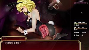 Hungry Bunny Girl On Sofa In Black Smith-12