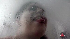 Model dries off after shower