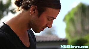 Milf Ashley Deepthroats with Choking and Facial