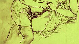 Vintage illustration tells an erotic antique story.