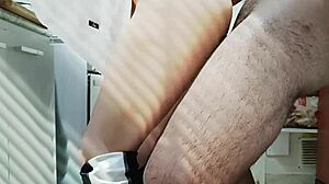 while cooking my boyfriend introduces me to the cucumber for lunch public couple wife housewife tattoo latina homemade outdoor mature