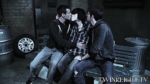 Are you ready for three young gays kissing before hardcore anal?