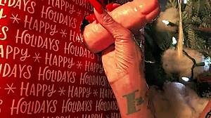 Sucking that huge christmas gift cock?