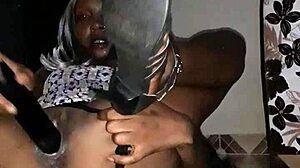 Ebony Milf Soaks Floor With Squirt From Eggplant Anal