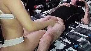 i give deep throat to my stepsister's huge dick in quickie