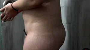 Model dries off after shower