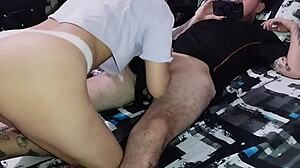 i give deep throat to my stepsister's huge dick in quickie