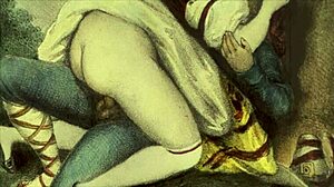 Vintage illustration tells an erotic antique story.
