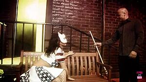 Naughty Brunette Kitty Mask Facial