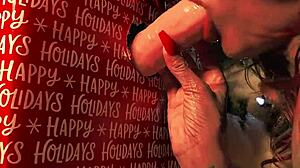 Sucking that huge christmas gift cock?