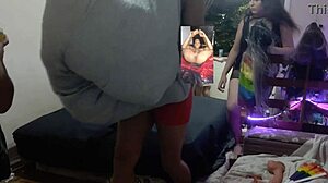 Crossdressing Party Turns Wild with Naked Fun and Multiple Women. Babbling and Masturbation Fill the Crazy Group Scene!