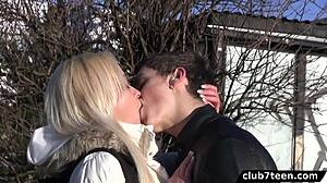 Blonde teen feels seduced and creampied in the park
